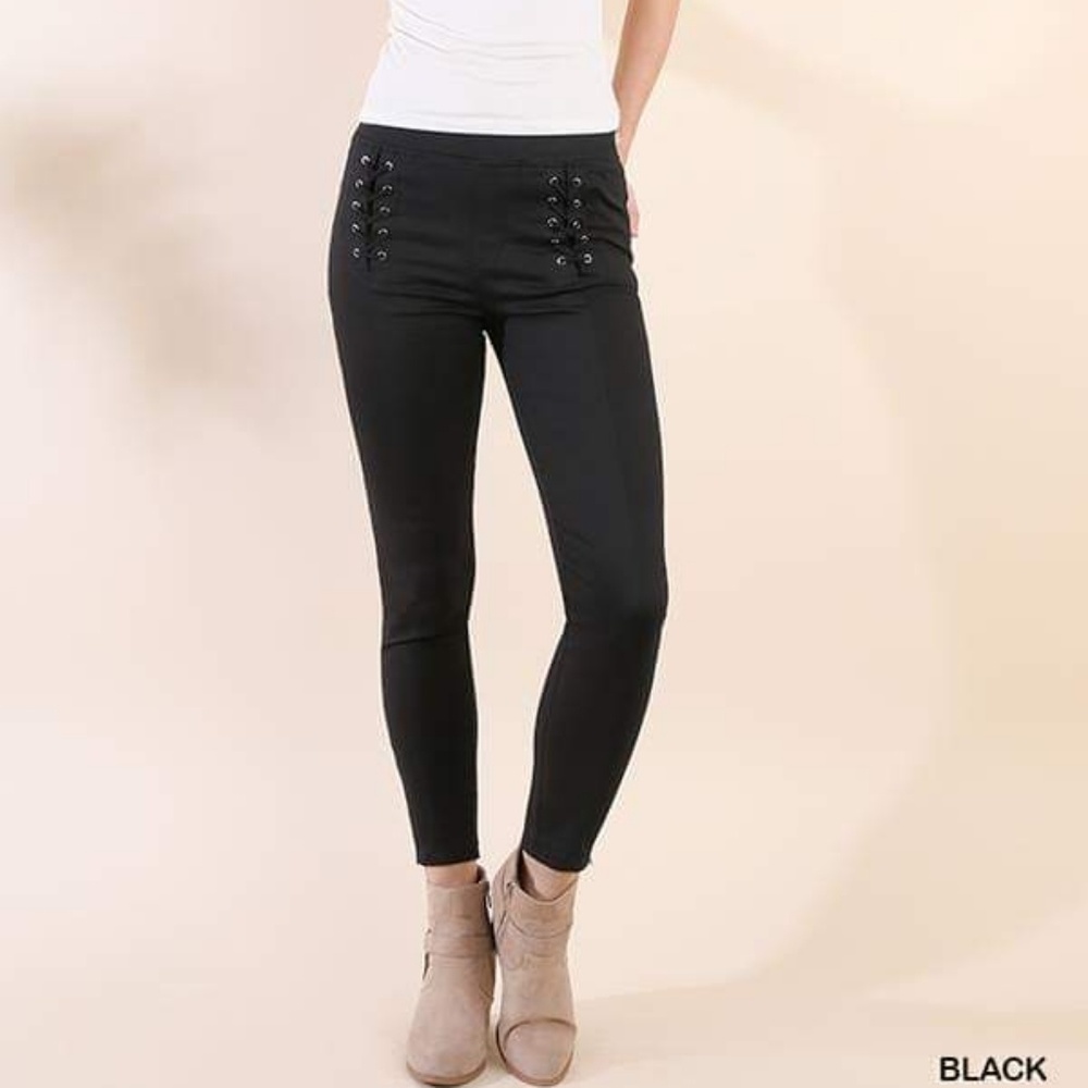 UMGEE Lace Up Leggings with Ankle Zips